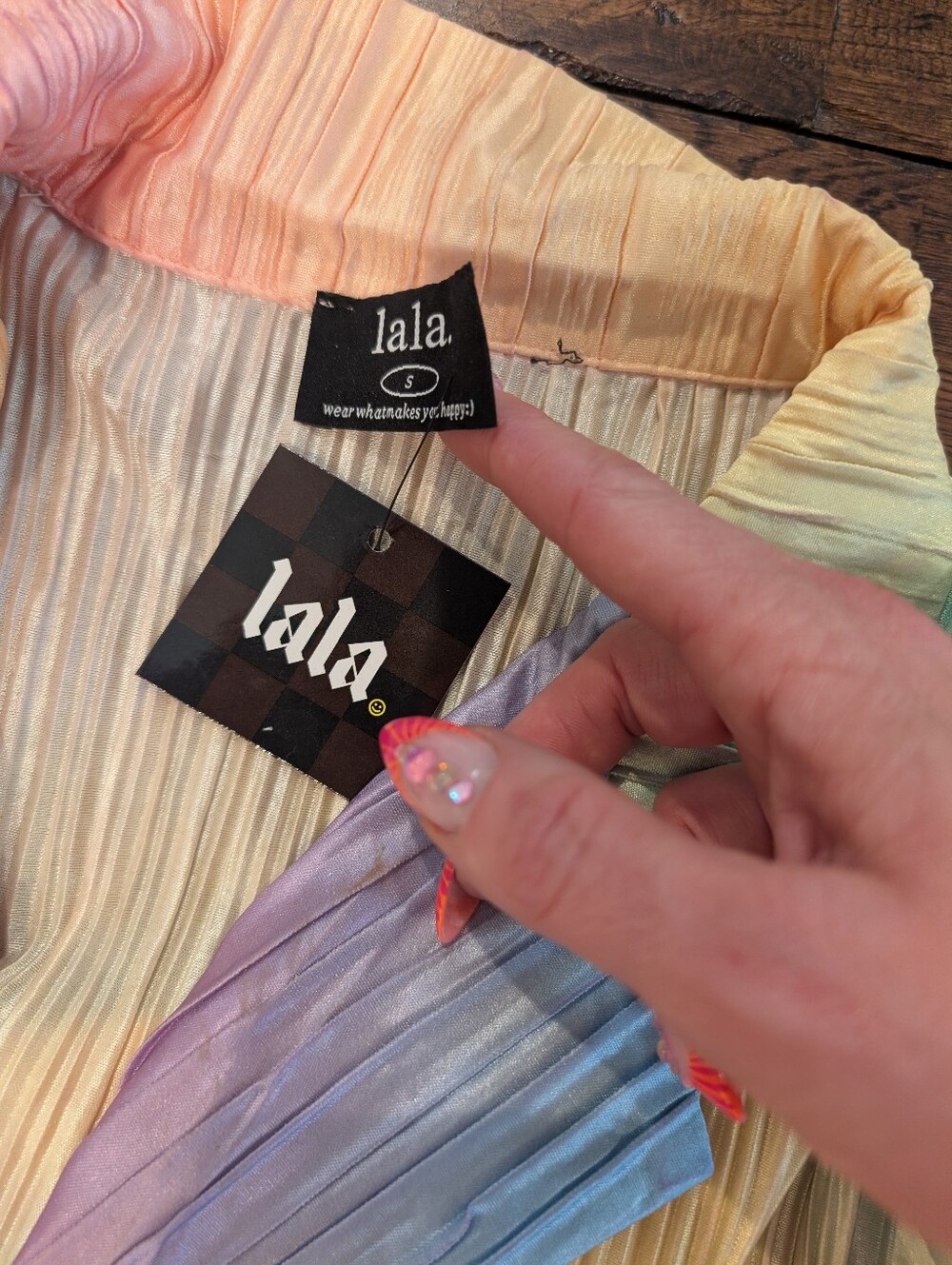 NWT - Dressed In LALA Rainbow Plisse Skirt Set (S) - Picture 7 of 9